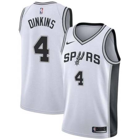 White Byron Dinkins Twill Basketball Jersey -Spurs #4 Dinkins Twill Jerseys, FREE SHIPPING