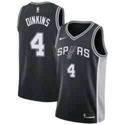 Black Byron Dinkins Twill Basketball Jersey -Spurs #4 Dinkins Twill Jerseys, FREE SHIPPING