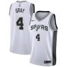 White Devin Gray Twill Basketball Jersey -Spurs #4 Gray Twill Jerseys, FREE SHIPPING