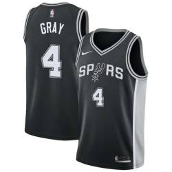 Black Devin Gray Twill Basketball Jersey -Spurs #4 Gray Twill Jerseys, FREE SHIPPING