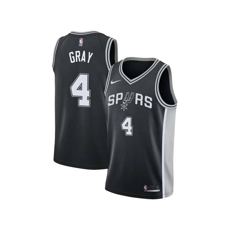 Black Devin Gray Twill Basketball Jersey -Spurs #4 Gray Twill Jerseys, FREE SHIPPING