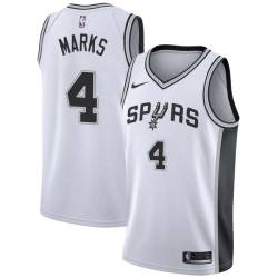 White Sean Marks Twill Basketball Jersey -Spurs #4 Marks Twill Jerseys, FREE SHIPPING