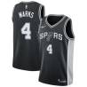 Black Sean Marks Twill Basketball Jersey -Spurs #4 Marks Twill Jerseys, FREE SHIPPING