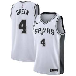 White Danny Green Twill Basketball Jersey -Spurs #4 Green Twill Jerseys, FREE SHIPPING