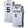 White Charles Smith Twill Basketball Jersey -Spurs #5 Smith Twill Jerseys, FREE SHIPPING