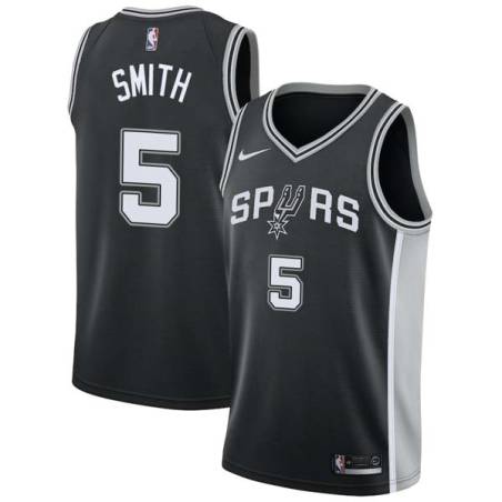 Black Charles Smith Twill Basketball Jersey -Spurs #5 Smith Twill Jerseys, FREE SHIPPING