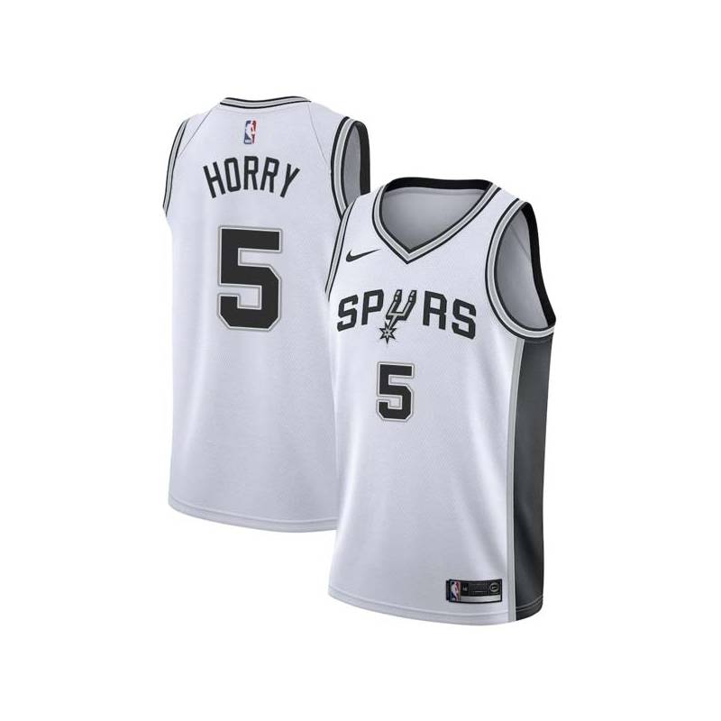 White Robert Horry Twill Basketball Jersey -Spurs #5 Horry Twill Jerseys, FREE SHIPPING