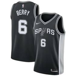 Black Walter Berry Twill Basketball Jersey -Spurs #6 Berry Twill Jerseys, FREE SHIPPING