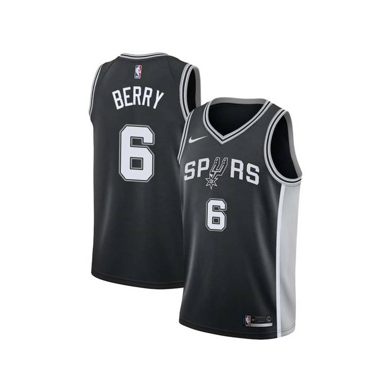 Black Walter Berry Twill Basketball Jersey -Spurs #6 Berry Twill Jerseys, FREE SHIPPING