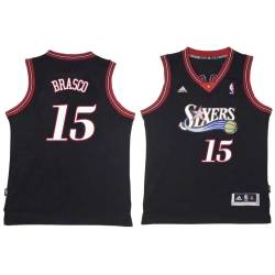 Black Throwback Jim Brasco Twill Basketball Jersey -76ers #15 Brasco Twill Jerseys, FREE SHIPPING