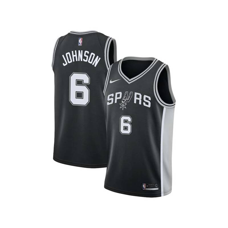 Black Avery Johnson Twill Basketball Jersey -Spurs #6 Johnson Twill Jerseys, FREE SHIPPING