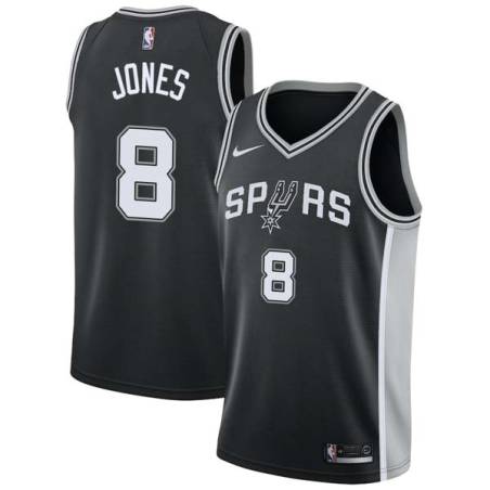 Black Ozell Jones Twill Basketball Jersey -Spurs #8 Jones Twill Jerseys, FREE SHIPPING