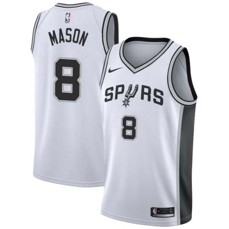 White Roger Mason Twill Basketball Jersey -Spurs #8 Mason Twill Jerseys, FREE SHIPPING