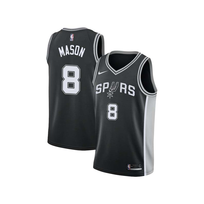 Black Roger Mason Twill Basketball Jersey -Spurs #8 Mason Twill Jerseys, FREE SHIPPING