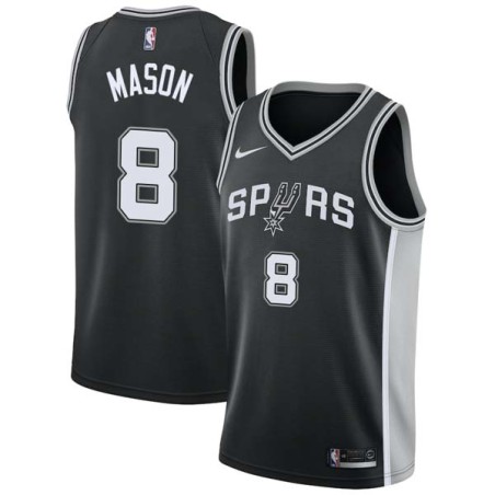 Black Roger Mason Twill Basketball Jersey -Spurs #8 Mason Twill Jerseys, FREE SHIPPING