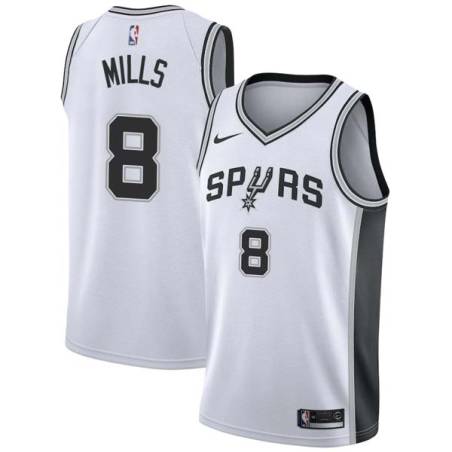 White Patty Mills Twill Basketball Jersey -Spurs #8 Mills Twill Jerseys, FREE SHIPPING