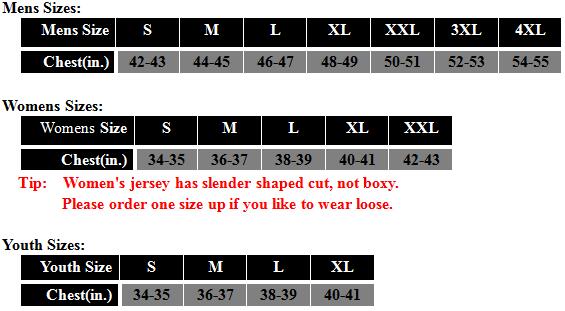 Mens/Womens/Youth Twill Basketball Jersey Sizes